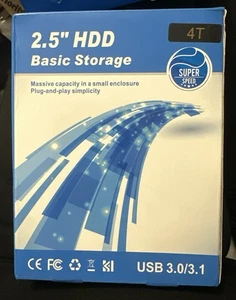 2.5 HDD Basic Storage Portable Hard Drive USB 3.0/3.1 Super Speed 4TB - Picture 1 of 4