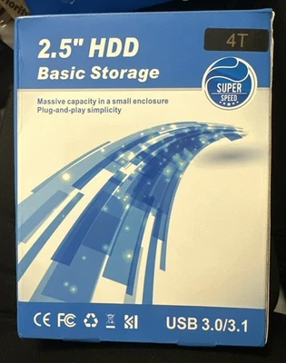 2.5 HDD Basic Storage Portable Hard Drive USB 3.0/3.1 Super Speed 4TB - Image 1 of 4
