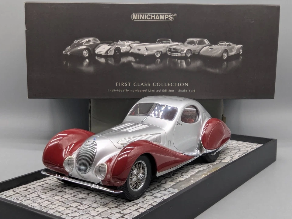 Modellautos 1:18 Minichamps Talbot Lago T 150 C SS Coupe Silver Red mit OVP - Bild 1 von 4