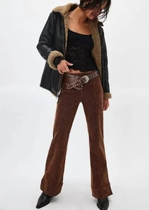 Free People Glow Up Vegan Suede Pants Size 6 - Picture 1 of 5