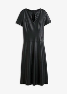 Ausgestelltes Lederimitat-Kleid Gr. 40/42 Schwarz Midikleid Freizeitkleid Neu - Bild 1 von 1