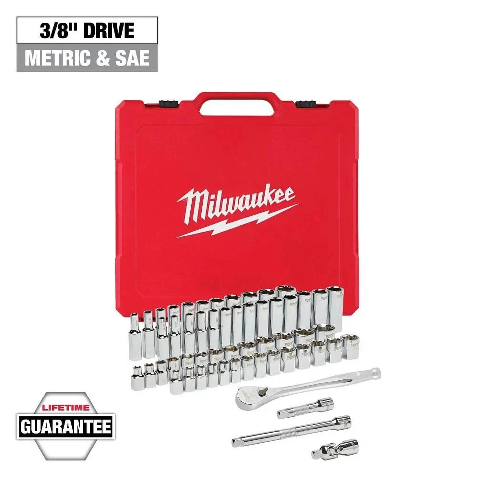 Milwaukee 56pc Ratchet & Socket Set - SAE & Metric 48229008