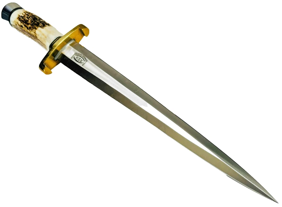 RBH CUSTOM KNIVES Large Fixed Blade Stileto Toothpick KNIFE Bone Handle MADE USA - Image 1 of 4