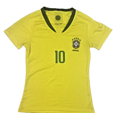 Brazil Neymar Jr #10 National Team Soccer Jersey, Women's, Yellow/Green, Small - Image 1 of 4