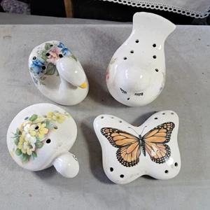 4 Vintage 'B' Pottery Ceramic Pomanders, Floral Pattern, Various Shapes - Picture 1 of 12