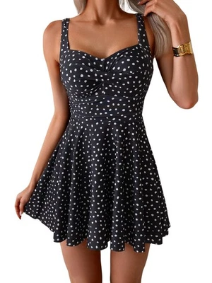 Modest Ruched Swimdress for Women - One-Piece Tummy-Control Wrap Skirt Swimsuit - Image 1 of 4