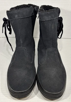 Botas altas de cuero gamuza Keds para mujer 9 negras imitación piel de oveja cremallera Foto 1 de 4