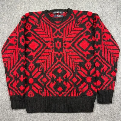 Vtg Ralph Lauren Sweater Mens S 100% Wool Hand Knit Red Black Aztec Southwestern - Image 1 of 4
