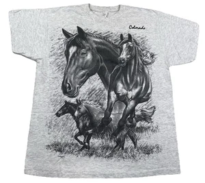 Vintage Colorado Horse Double Sided T-Shirt Single Stitch USA Size Large - Picture 1 of 5