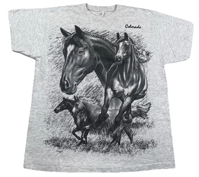 复古 Colorado Horse 双面 T 恤单针美国 L 码 — 第 1/4 张图片