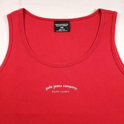 Camiseta sin mangas Polo Jeans Co grande para mujer roja vintage Y2K hecha en EE. UU. ligera Foto 1 de 4