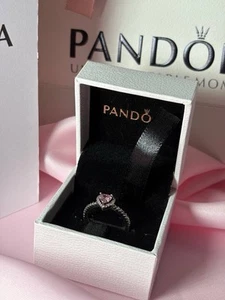 Anello Pandora Argento S925 Cuore Rosa In Rilievo Scintillante - Imagen 1 de 7