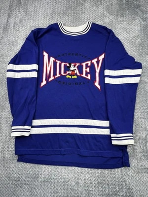 Camisa Jersey Vintage Mickey & Co. Disney Manga Larga Azul Bordada Adulto L Foto 1 de 4