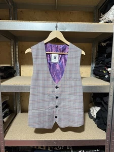 Rare Marc Darcy London Grey Suit Grey And Violet Men’s Vest Size 38 - Picture 1 of 8