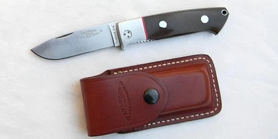 Lone Wolf Loveless 2003 Drop Point Knife, green micarta handle, sheath; UNUSED - Image 1 of 4