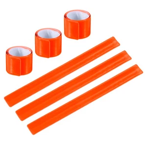 6 Pcs Reflective Slap Bands, Reflector Band Snap Bracelet Orange Red - Picture 1 of 7