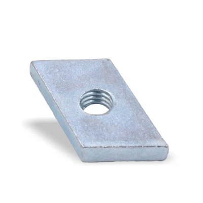 LICHT-ZUBEHOER Nutenstein | Gewindeplatte Rhombus 20x13x4 mm M6 Gewinde Winkel 24° | verzinkt