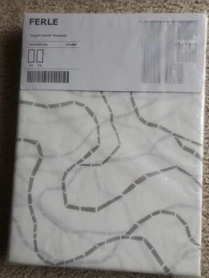 Ikea FERLE Cortinas 2 Paneles 57" x 98" Geométrico Gris Blanco Par NUEVO Abstracto Foto 1 de 4