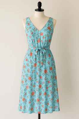 Woman Within 26W 3X Midi Dress Blue Floral Sheer w/Liner  Cottagecore Boho - Image 1 of 4