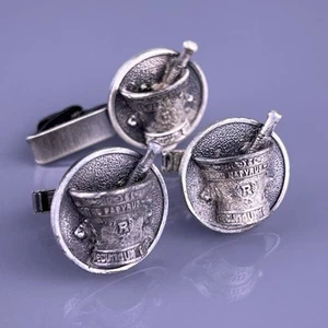 Rx Pharmacist Pharmaceutical Cufflinks Tie Clip Mortar Pestle Ebers Papyrus VTG - Picture 1 of 10