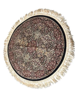 复古 39 英寸圆形小地毯带条纹装饰马龙奶油东方风格奖章 — 第 1/4 张图片