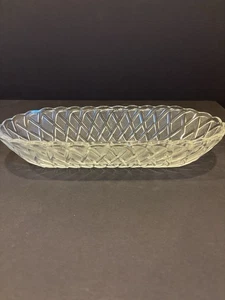 Vintage Indiana Glas klar Brezel Muster Sellerie Schale - Bild 1 von 7