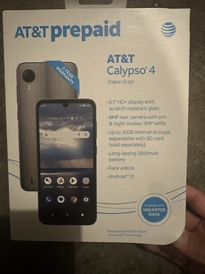 AT&T Calypso 4, 32GB, 6.1" HD+, Vapor Gray - Prepaid Smartphone. Free Shipping. - Image 1 of 2