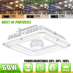 60W LED Canopy Light Commercial Parking Lot Gas Station Light with photocell - Picture 1 of 15