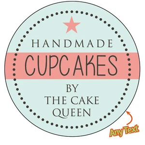 35 X HANDMADE BY Personalised Stickers Wedding Cupcake Shop Gift Craft - 940 - Picture 1 of 3