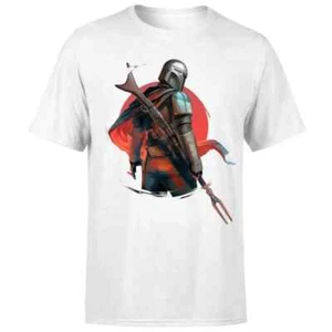 Star Wars T-Shirt Mandalorian Blaster Print Exclusive Design Medium White New - Picture 1 of 3