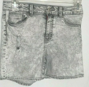 Calvin Klein Jeans Gray Acid Wash MidRise Girl Shorts w/Adjustable Waist Size 10 - Picture 1 of 5