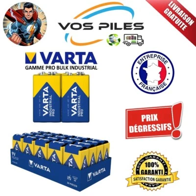 Pile Alcaline 9V 6LR61 9V MN1604 R9 LR22 6A36 640 mAh ( Varta Industrial ) - Photo 1/4