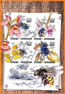 A5678 - CENTRAL AFRICAN REP - ERROR, 2016, IMPERF MINIATURE SHEET: Bees, Orchids - Picture 1 of 1