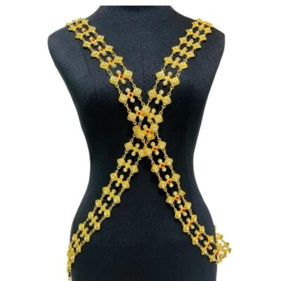 2 Pcs. Vintage Jewelry Thai Large Sangwan Line Necklace Rhinestone Decorated NEW - Image 1 of 4