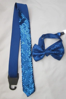 Esmoquin Azul Brillante Lentejuelas Correa Pajarita y Corbata Lentejuelas Azul 2" a Juego - ¡Nuevo! Foto 1 de 3