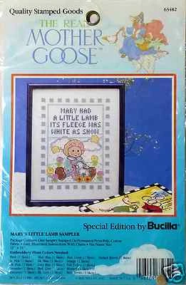 Mother Goose Stamped Cross Stitch Marys Little Lamb Sampler Bucilla New - Image 1 of 4
