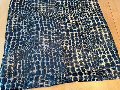 BLUE GOLD METALLIC ABSTRACT VELVET BACKED 24" PILLOW COVER - Image 1 of 4