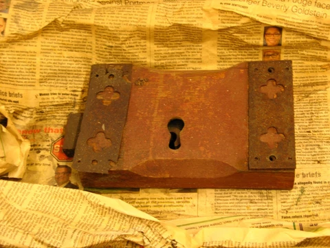 Antique rustic rim lock, not working Cover