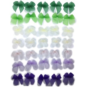 35x Multi Coloured 30mm Organza Handmade Bow Ribbons for Crafting - Picture 1 of 3