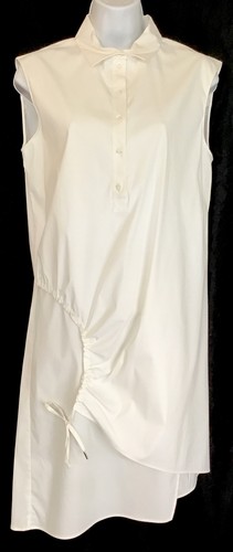 Camicia Christian Dior abito bianco senza maniche mezzo bottone doppio strato cordino