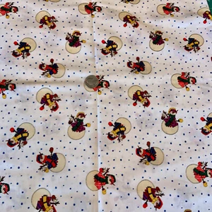 35" "In My Own Backyard..Winter" Snowmen & Blue Dots on White Cotton Fabric OOP - Picture 1 of 2
