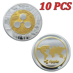 Moneda ondulada de 10 piezas XRP CRIPTO moneda de desafío conmemorativo medalla de oro de plata - Imagen 1 de 15