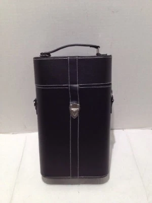 Milano 2 Bottle Wine Box by True Black Faux Leather - Image 1 of 3