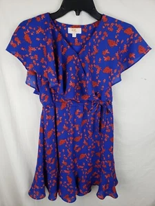 GB Girl's Blue and Red Short Sleeve Dress Sz M - Picture 1 of 10