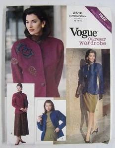 Chaqueta Top Falda Pantalones Vogue Patrón Costura 2518 Tallas 12-16 Sin Cortar - Imagen 1 de 4