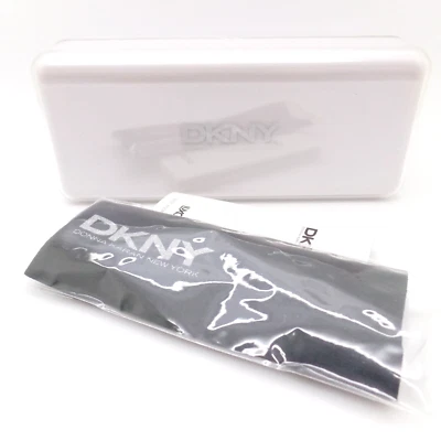 Estuche para gafas de plástico duro DKNY con tela blanco mediano nuevo auténtico #1 Foto 1 de 4