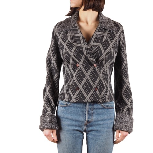 Giacca cappotto doppiopetto Kenzo Paris vintage donna lana a quadri taglia 40 FR