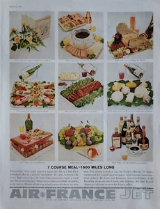 Air France Jet Airlines, 7 Gang Menü Vintage 1959 Luftfahrt Werbung - Bild 1 von 1