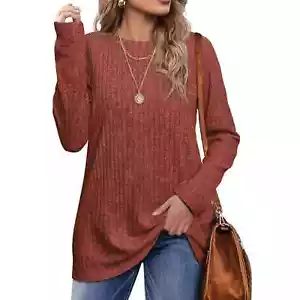Fantaslook Long Sleeve Shirts for Women Crew Neck Tunic Tops Lightweight Large - Picture 1 of 3