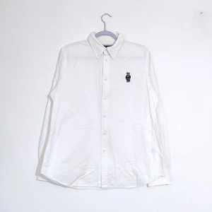 Ralph Lauren Polo Bear Shirt White Oxford XL Slim Fit Mens Long Sleeve Cotton - Picture 1 of 13